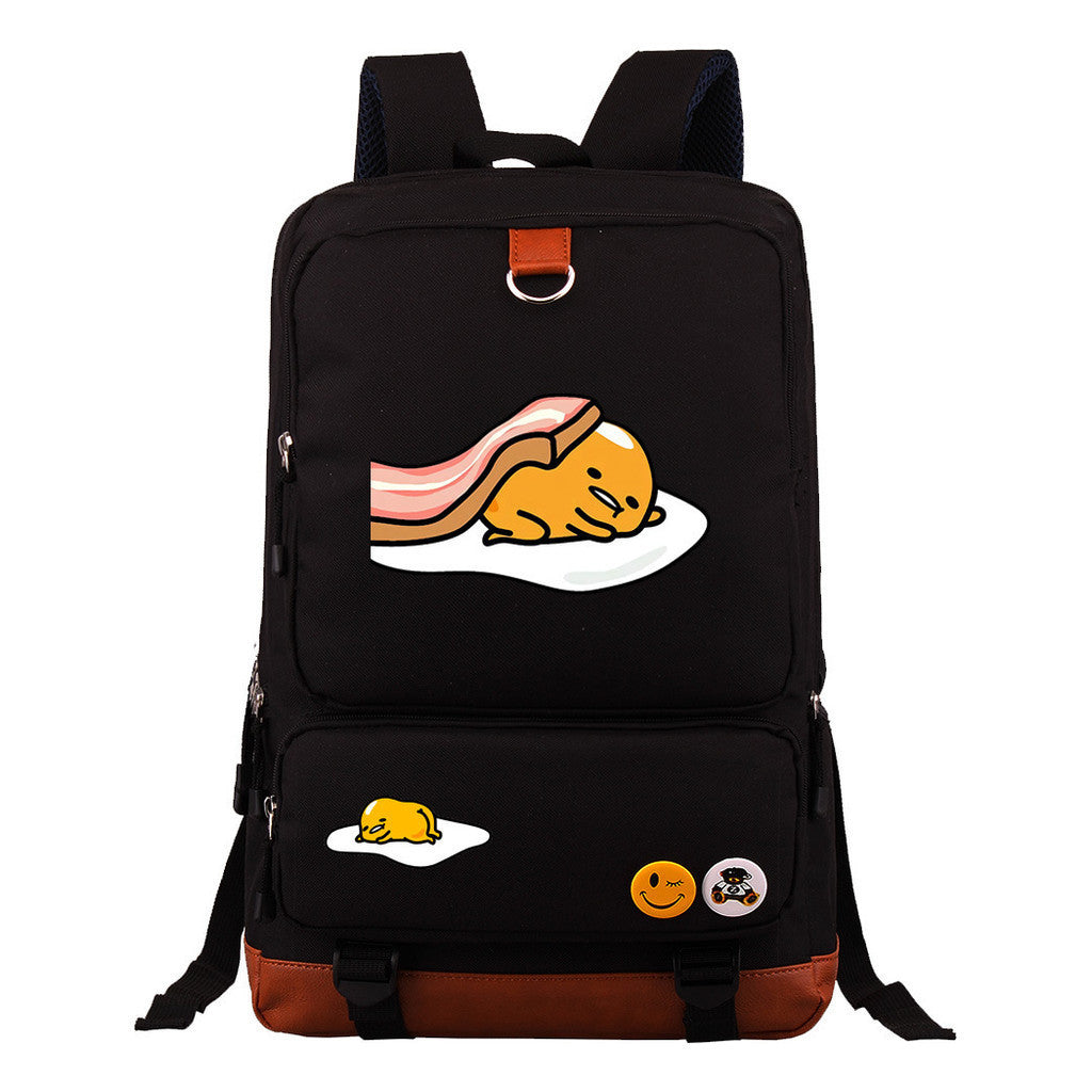 Cartoon Anime Lazy Egg Youth Student Backpack With Large Capacity Travel Bag For Boys And Girls Backpack