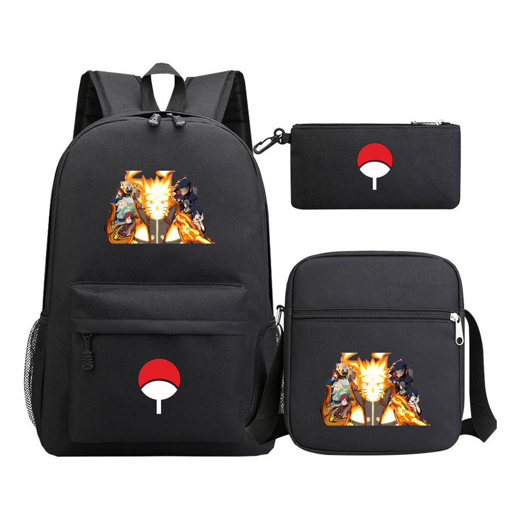 Anime Naruto Starry Sky Youth School Bag Three Piece Set For Men And Women Backpack Set