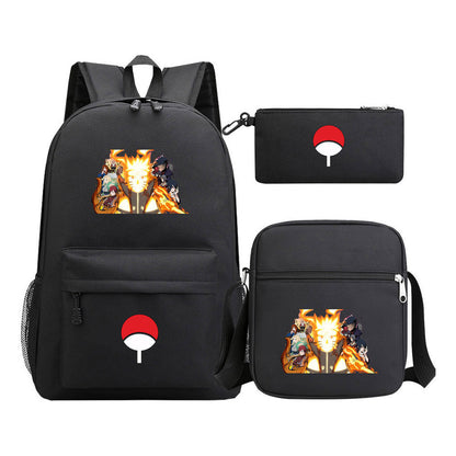 Anime Naruto Starry Sky Youth School Bag Three Piece Set For Men And Women Backpack Set
