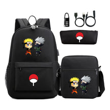 Naruto Usb Password Lock Youth Student Backpack Three Piece Set Backpack Set