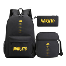Golden Anime Naruto Starry Sky Youth Student School Bag Three Piece Set For Boys And Girls Backpack Set