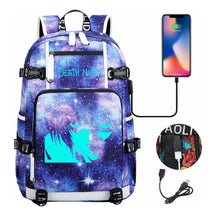 Blue Night Light Death Note Usb Youth Student School Bag Men's And Women's Leisure Travel Backpack