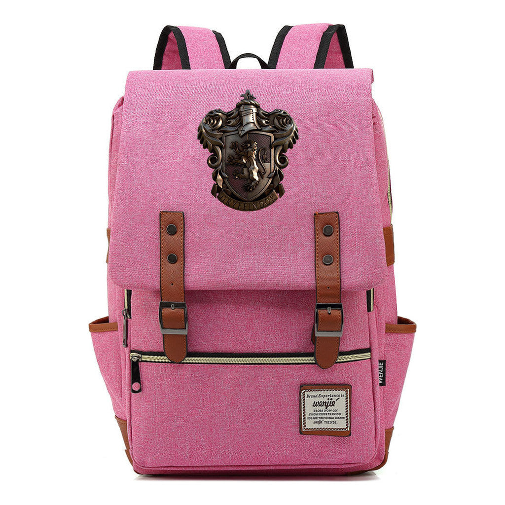 School Of Witchcraft And Wizardry Printed Youth Student Backpack For Men And Women, Casual Belt Buckle, Classic Backpack