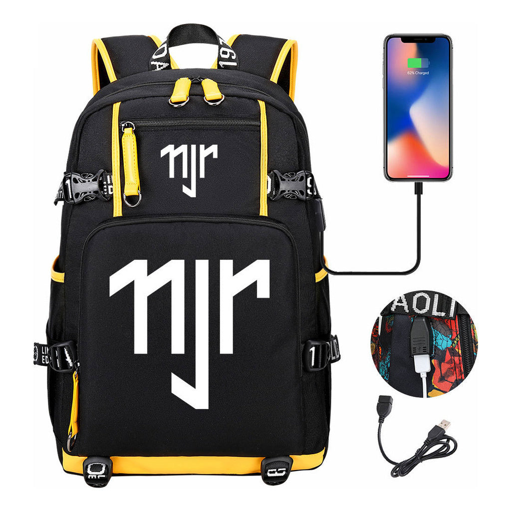 Football Star Neymar Printed Youth Student Backpack With Large Capacity