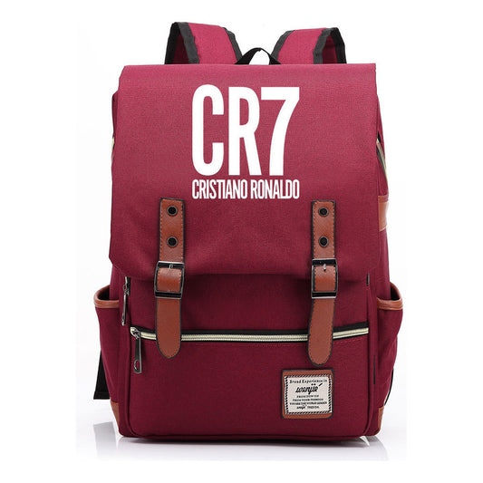 Football Star Cristiano Ronaldo Printed Backpack For Men And Women With Casual Belt Buckle Classic Backpack
