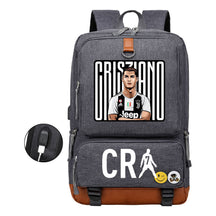Football Star Cristiano Ronaldo Printed Usb Youth Primary And Secondary School Backpack For Boys And Girls Leisure Travel Backpack