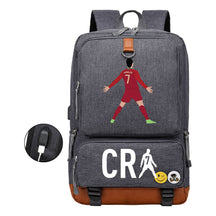 Football Star Cristiano Ronaldo Printed Usb Youth Primary And Secondary School Backpack For Boy And Girl's Leisure Travel Backpack