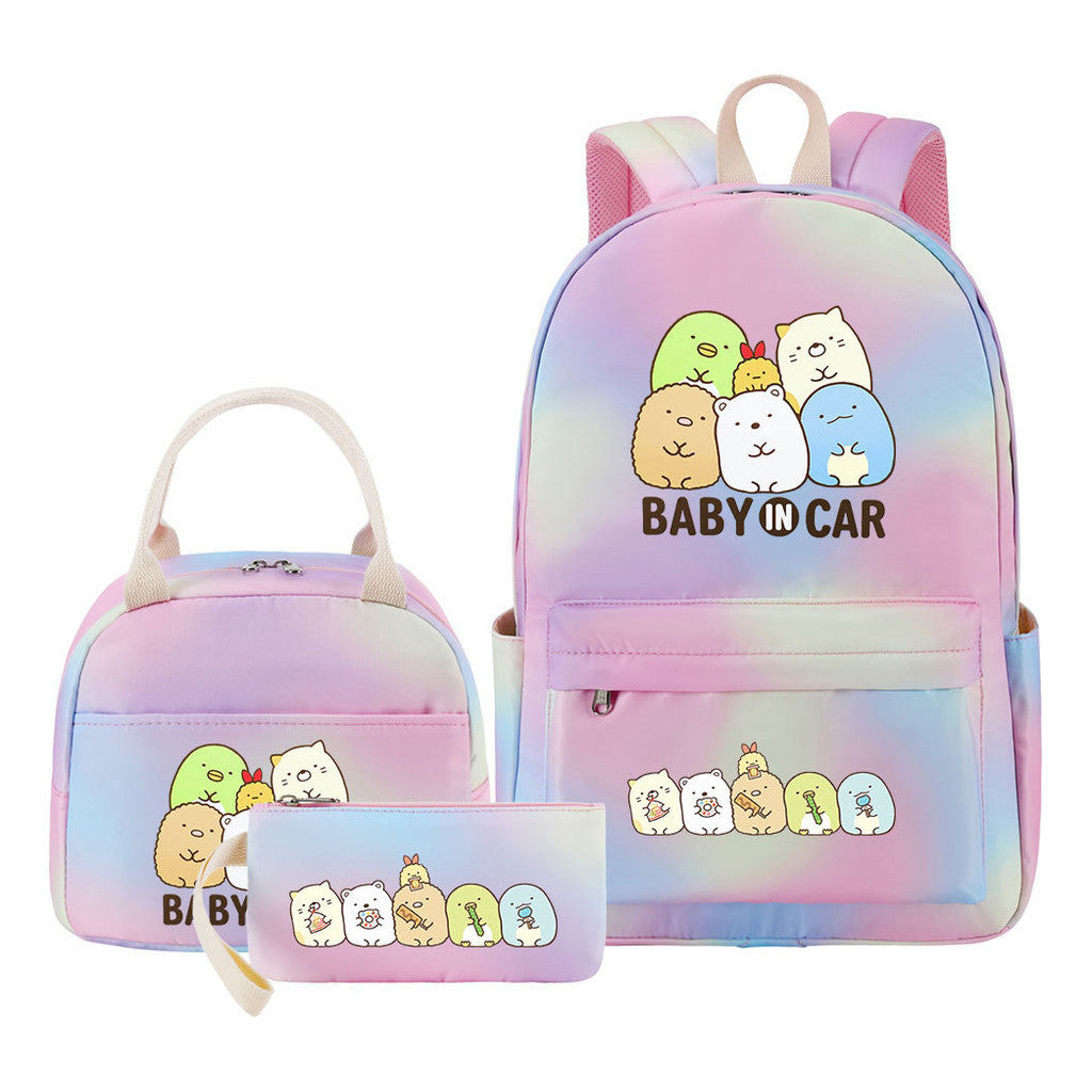 Game Corner Biology Youth Student Girls School Bag Lunch Bag Three Piece Set Backpack Set