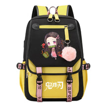 Cartoon Fashion Usb Youth Student Backpack Boy's And Girl's Leisure Ribbon Flip Backpack