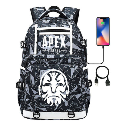 Apex Hero Print Usb Youth School Bag Backpack Leisure Travel Backpack