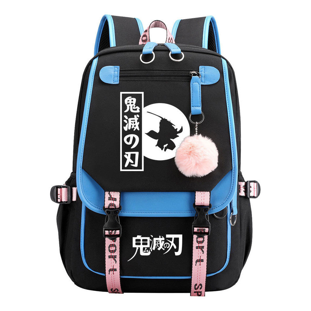 Cartoon Fashion Usb Youth Student School Bag Casual Ribbon Flip Backpack