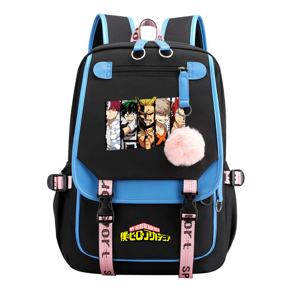 My Heroes Academy Usb Student Backpack, Casual Woven Strap Flip Back Backpack