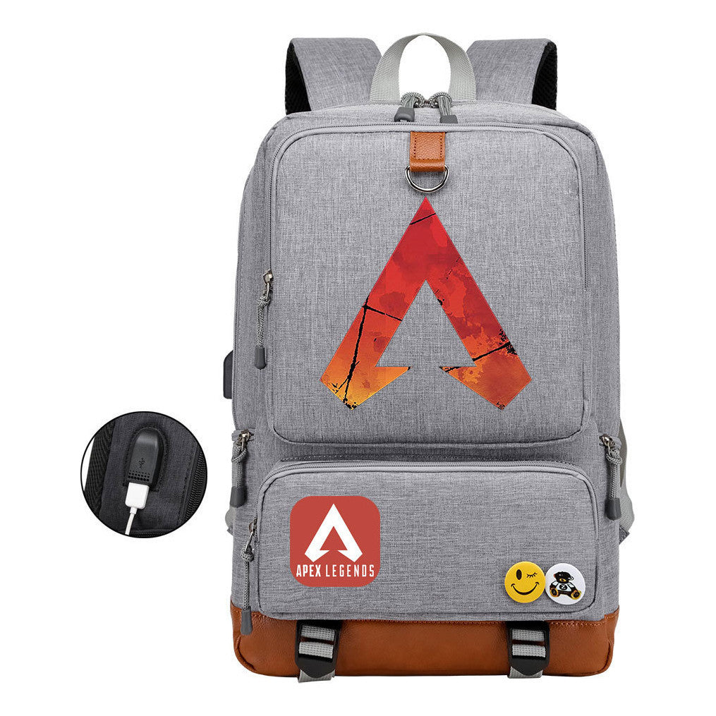 Apex Hero Print Usb Youth School Bag Leisure Travel Backpack