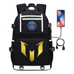 Gold Sports Football Star Printed Usb Youth School Bag Backpack Leisure Travel Backpack