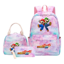 Super Mario Student Girls School Bag Lunch Bag Three Piece Backpack Set