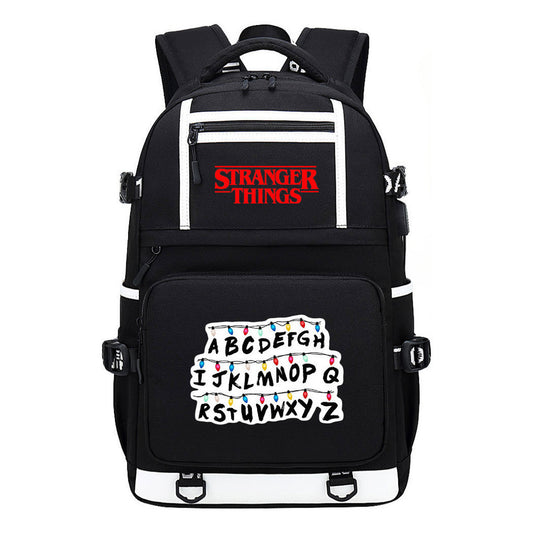 Strange Story Printed Usb Youth Student Backpack For Men And Women's Leisure Travel Backpack