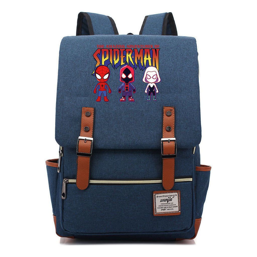 Superhero Print Youth Student Backpack For Men And Women, Casual Belt Buckle, Classic Backpack