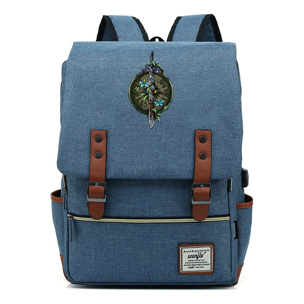 Game Tear Print Of The Kingdom Of Zelda Youth Primary And Secondary School Student Backpack Usb Men's And Women's Leisure Backpack