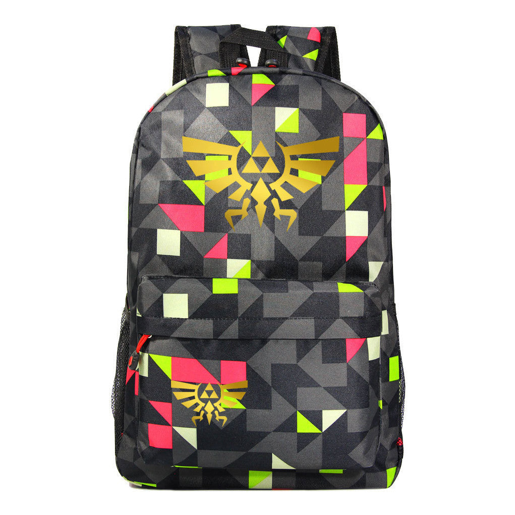 Golden Printed Youth Student Backpack Men And Women's Leisure Backpack