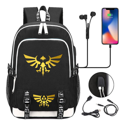 Golden Usb Youth Student Backpack For Leisure Sports Backpack