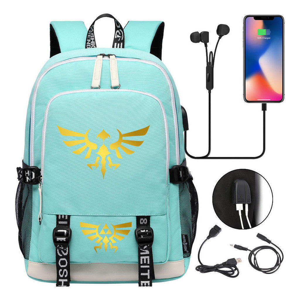 Golden Usb Youth Student Backpack For Leisure Sports Backpack