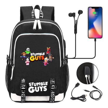 Printed Student Backpack Usb Men's And Women's Leisure Backpack