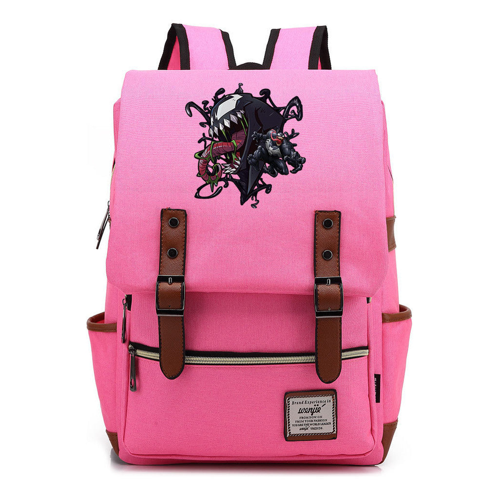 Printed Student Backpack With Casual Belt Buckle, Classic Backpack