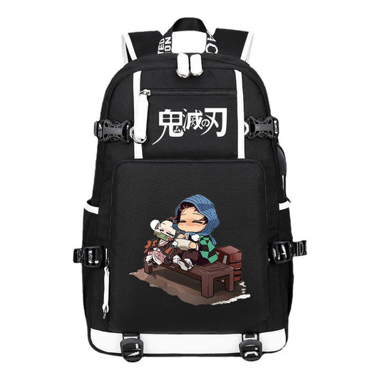 Cartoon Printed Usb Large Capacity Youth Student Backpack For Men And Women's Leisure Travel Backpack