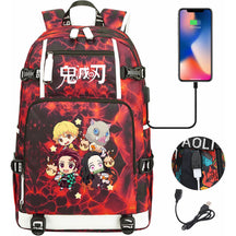 Cartoon Printed Usb Large Capacity Student Backpack For Leisure Travel Backpack