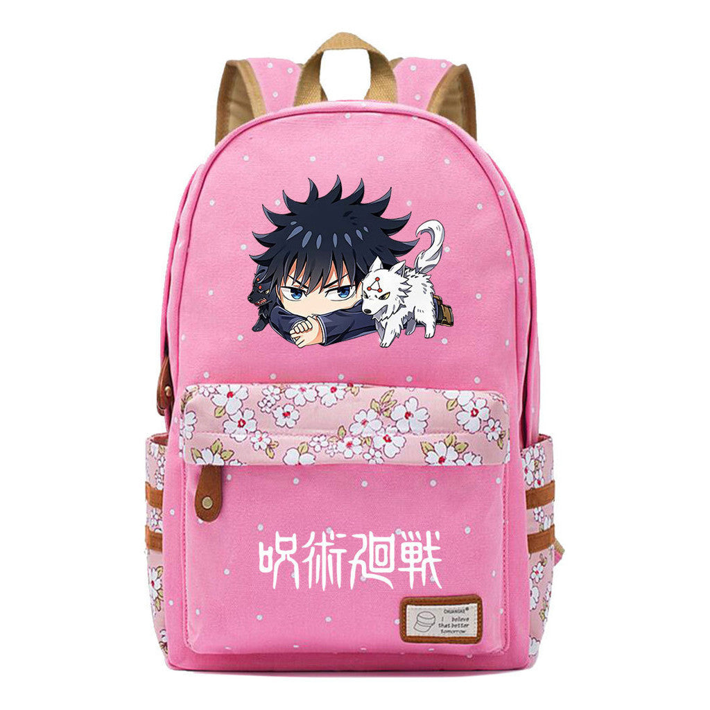 Cartoon Spell Battle Youth Girls Student School Bag Men's And Women's Leisure Canvas Backpack