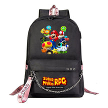 Super Mario Printed Usb Youth Student Backpack For Leisure Travel Backpack