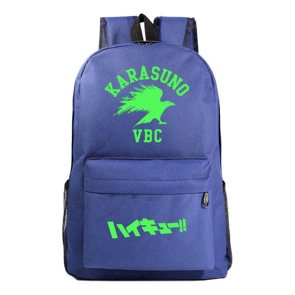 Green Night Light Fashion Volleyball Youth Flying Heart Print Youth Student School Bag Men's And Women's Leisure Backpack