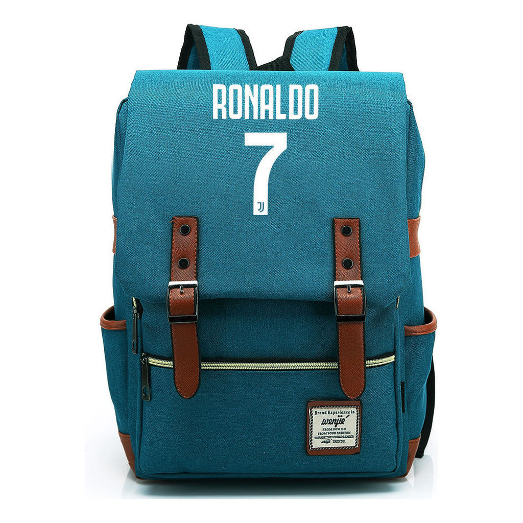 Football Star Cristiano Ronaldo Printed Student Backpack For Men And Women's Casual Classic Backpack