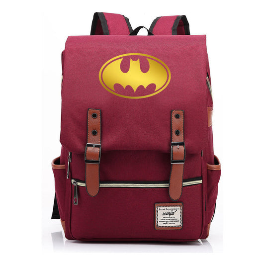 Golden Hero Batman Printed Youth Student School Bag Casual Belt Buckle Classic Backpack