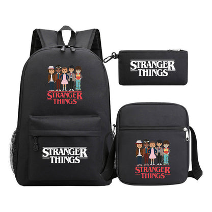 Strange Story Starry Sky Printed Youth Student Backpack 3-piece Set For Men And Women, Backpack Set