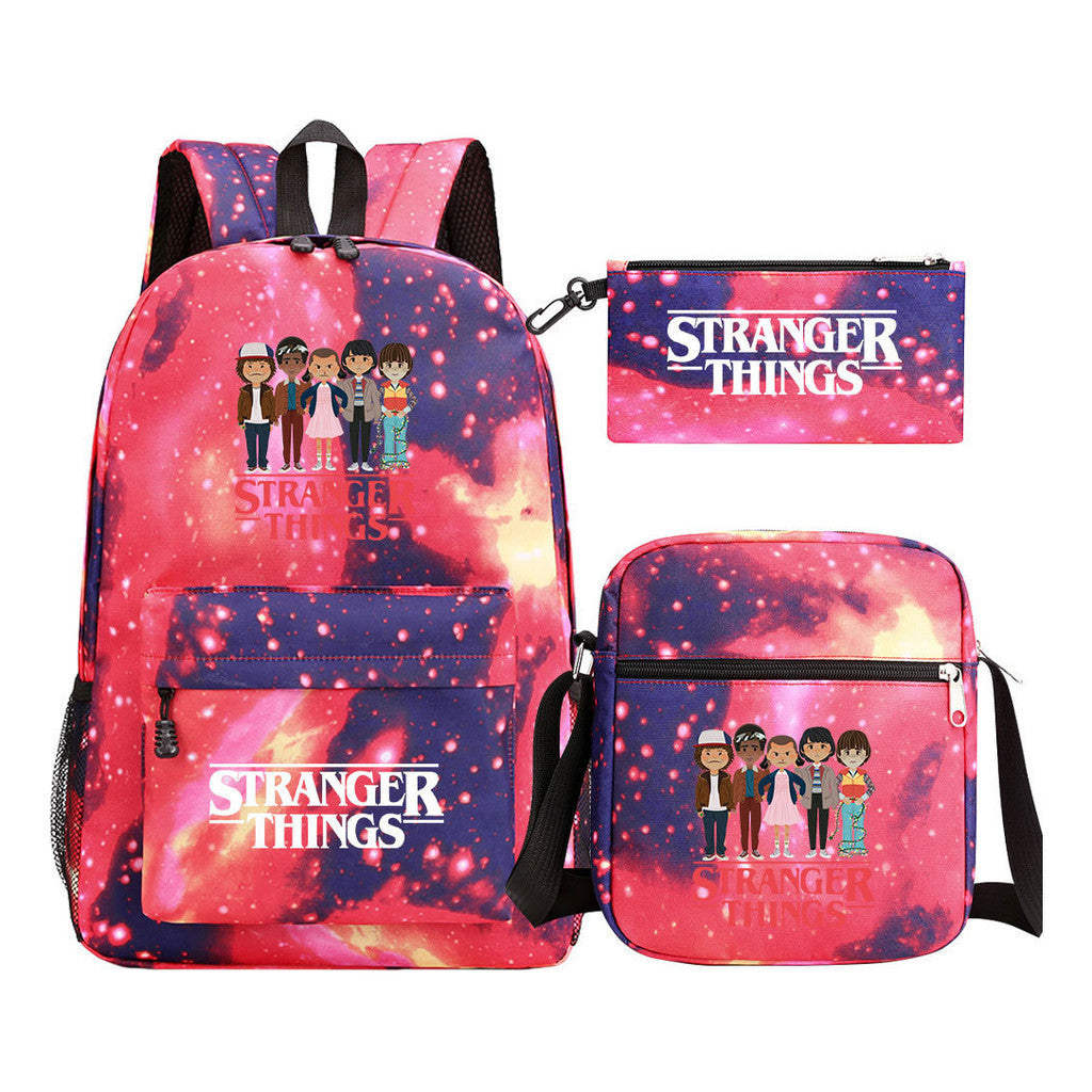 Strange Story Starry Sky Printed Youth Student Backpack 3-piece Set For Men And Women, Backpack Set