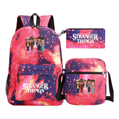 Strange Story Starry Sky Printed Youth Student Backpack 3-piece Set For Men And Women, Backpack Set