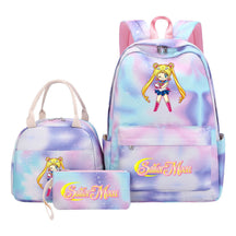 Anime Beauty Girl Warrior Youth Student Girl Schoolbag Lunch Bag Three Piece Set Backpack Set