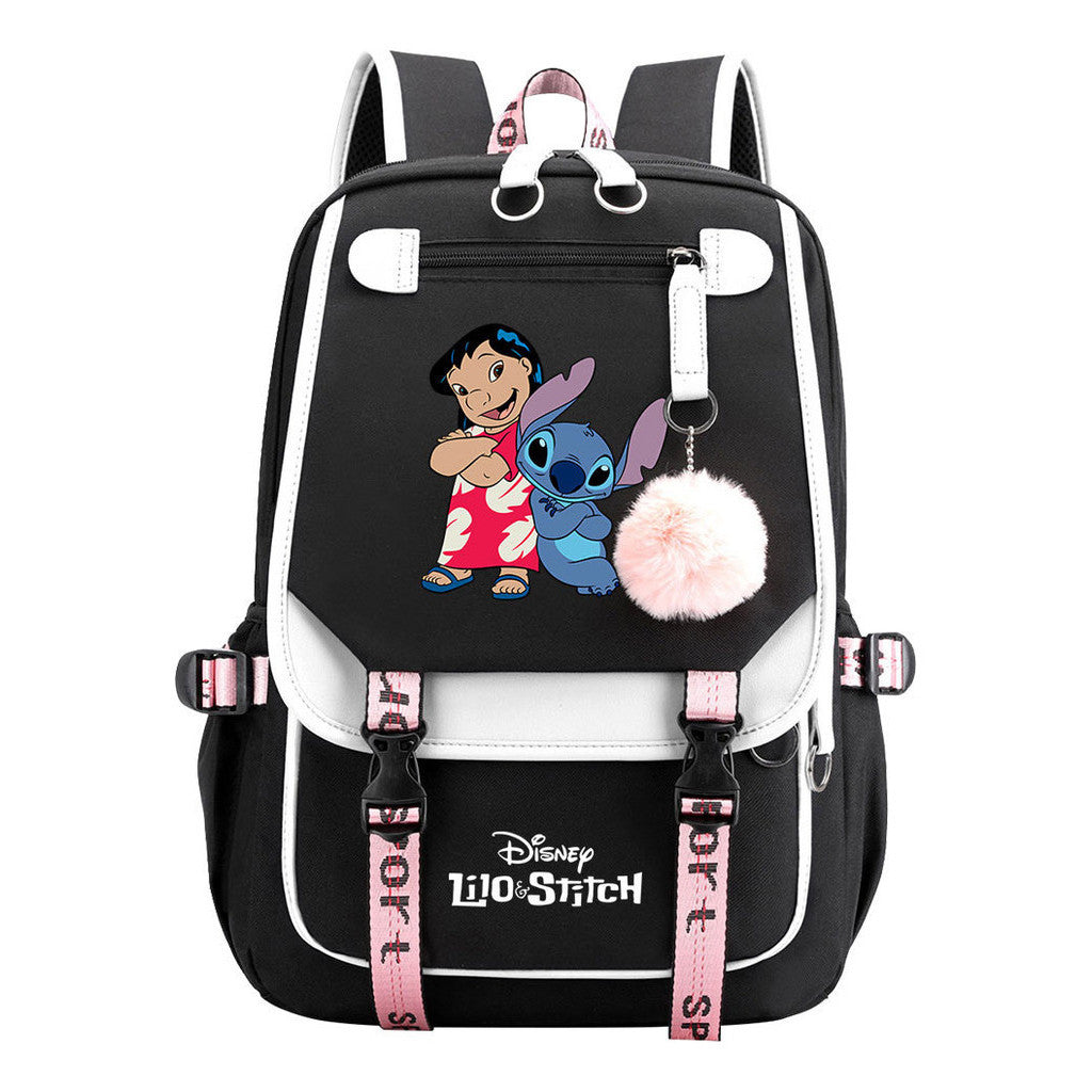 Interstellar Baby Stitch Usb Backpack For Boys And Girls, Casual Woven Strap Flip Back Backpack