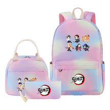 Cartoon Fashion Student Girls School Bag Lunch Bag Three Piece Set Backpack Set