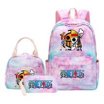 Cartoon Pirate King Student Girls School Bag Lunch Bag Three Piece Set Backpack Set