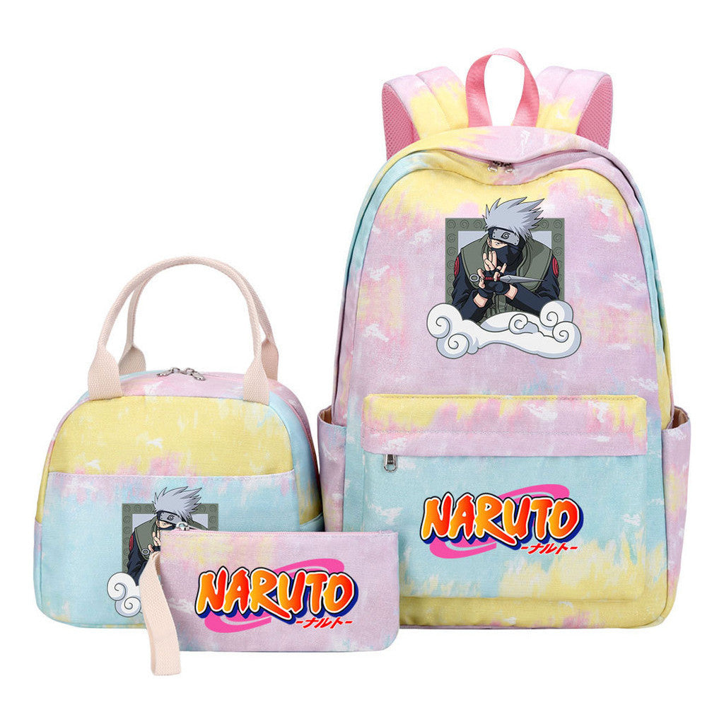 Naruto Teenage Student Girls School Bag Lunch Bag Three Piece Set Backpack Set