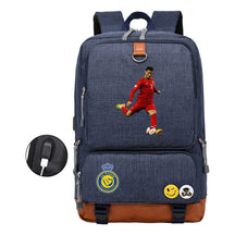 Football Star Cristiano Ronaldo Printed Usb Youth Student Backpack For Leisure Travel Backpack