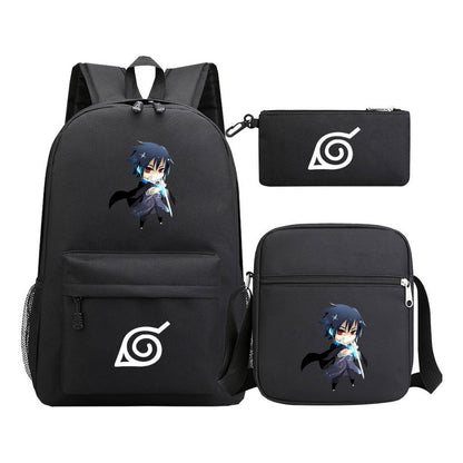 Anime Naruto Starry Sky Student School Bag Three Piece Set Backpack Set