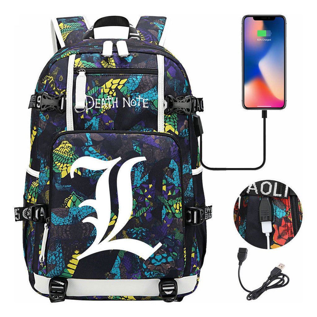Death Note Usb Youth Student Backpack Leisure Travel Backpack