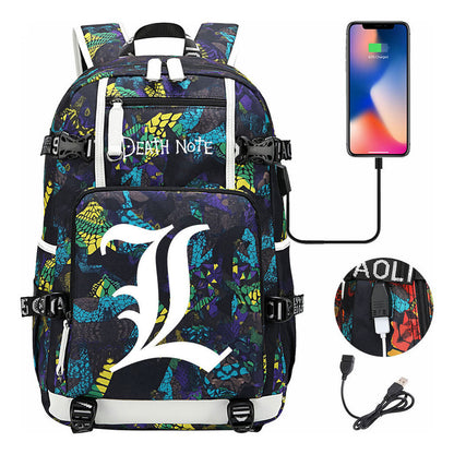 Death Note Usb Youth Student Backpack Leisure Travel Backpack