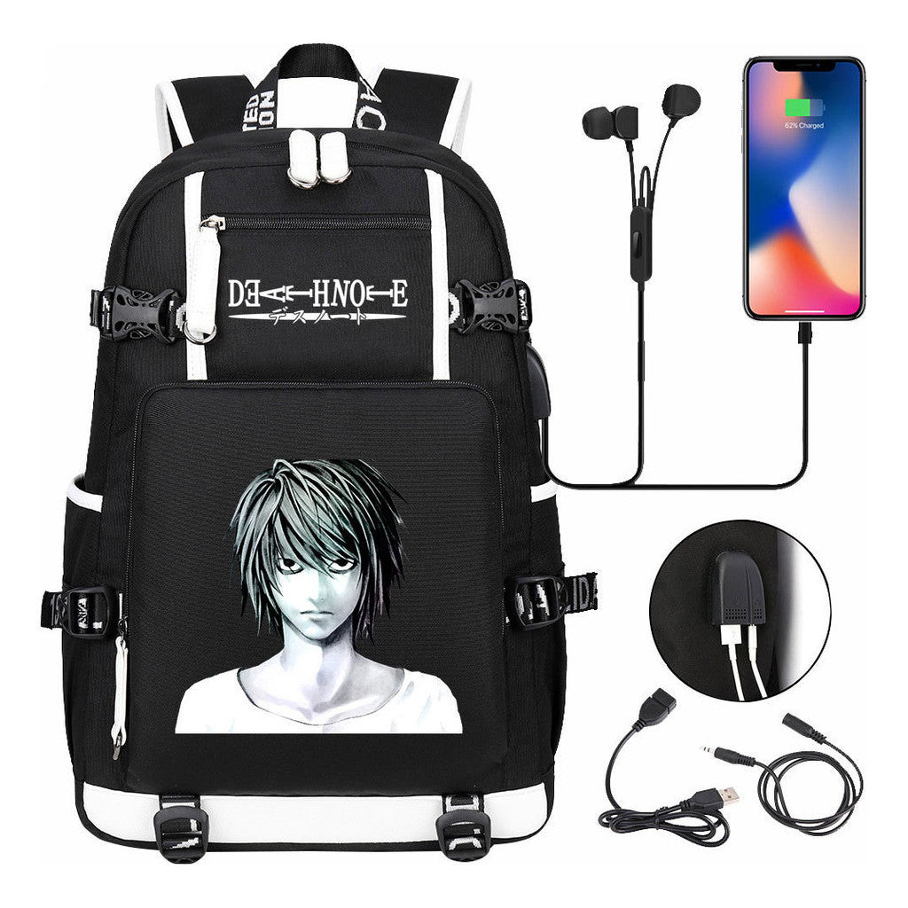 Death Note Usb Large Capacity Youth Student Backpack Men's And Women's Leisure Travel Backpack