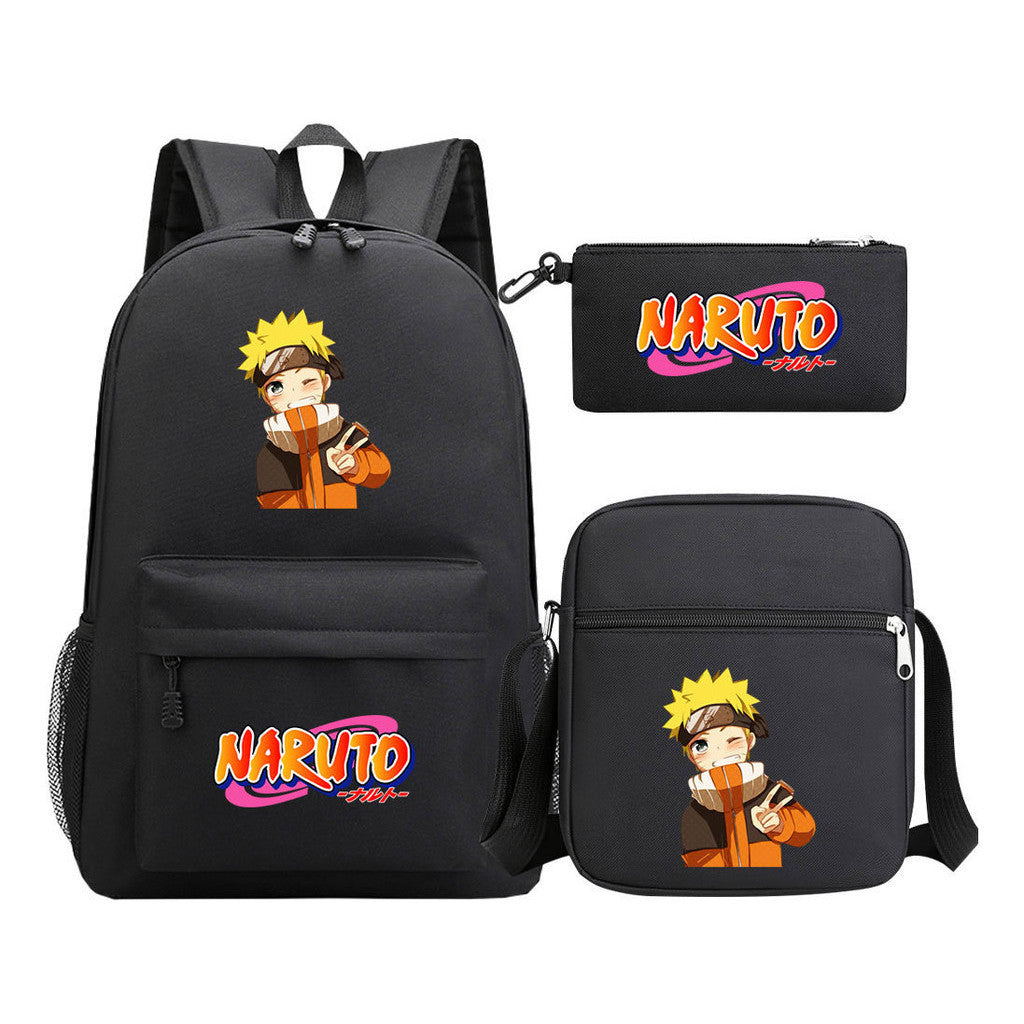 Anime Naruto Starry Sky Student School Bag Three Piece Set For Men And Women Backpack Set
