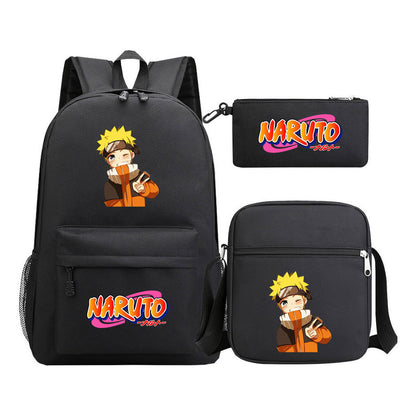 Anime Naruto Starry Sky Student School Bag Three Piece Set For Men And Women Backpack Set