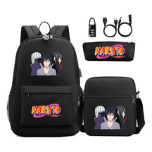 Naruto Usb Password Lock Youth Student Backpack Three Piece Set For Men And Women Backpacks